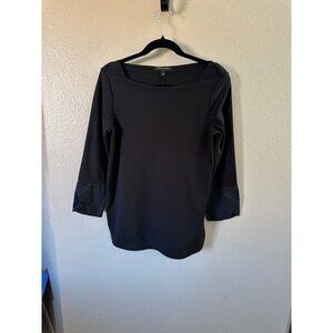 Banana Republic womens Black 3/4 Sleeve‎ Top S Polyester/Viscose Blend